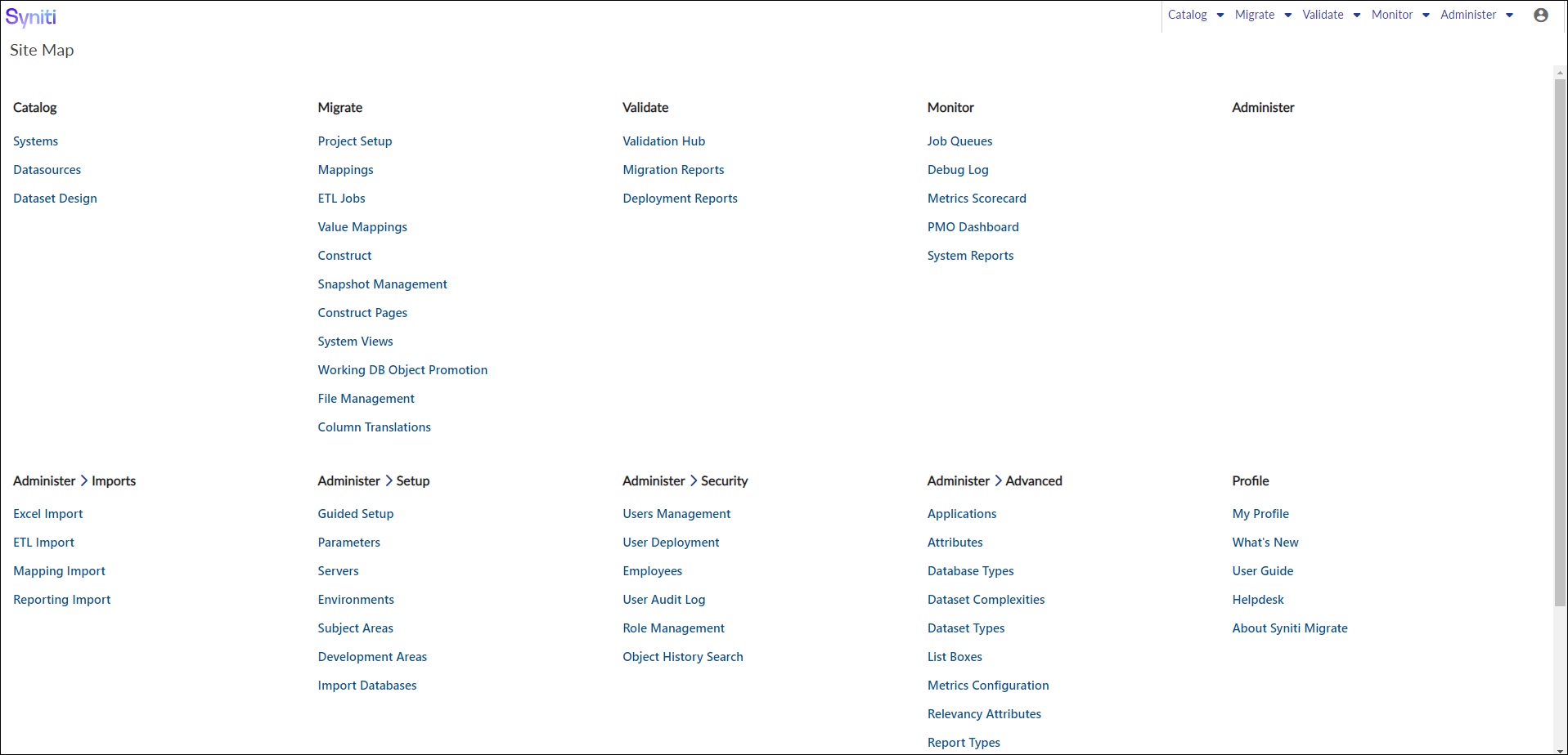 Migration User Interface