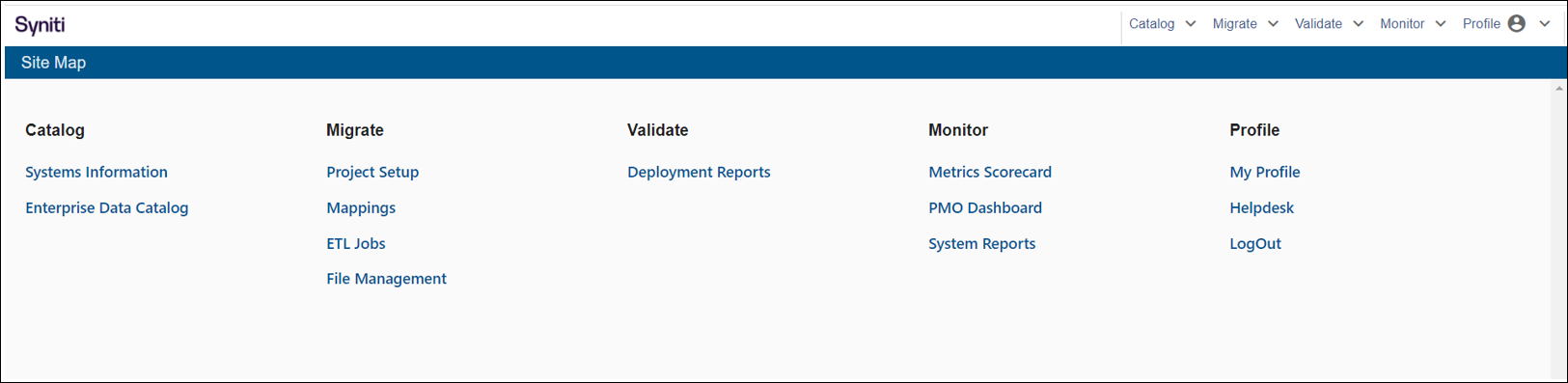 Migration User Interface